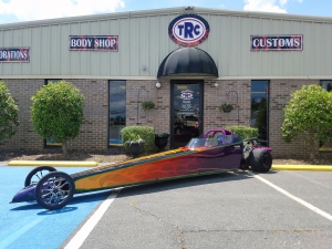 dragster with completed paint scheme